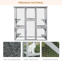 PawHut Large Catio Enclosure with Weather Protection, 6 Cat Platforms 71" x 38.5" x 71"(m-6)
