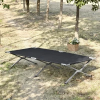 Outsunny Folding Camping Cot Portable Outdoor Sleeping Bed w/ Carrying Bag Black(m-1)
