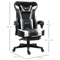 Vinsetto High Back Gaming Chair, Racing Style Ergonomic Computer Desk Chair with Adjustable Height, Retractable Footrest, Headrest and Lumbar Support, Grey(m-4)