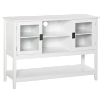HOMCOM Modern Sideboard Buffet Cabinet, Console Table with Framed Glass Doors, Multiple Storage Options, and Anti-Topple for Kitchen, Living Room, White(m-1)