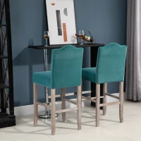 HOMCOM 2 Pieces Bar Chairs Modern Style Solid Square Frame with/ Footrest for Homeuse(m-6)