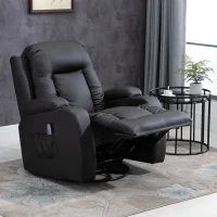 HOMCOM Luxury Faux Leather Heated Vibrating 8 Point Massage Recliner Chair with 360 Swivel and Remote, Dark Brown(m-10)