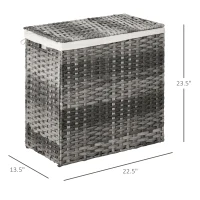 Outsunny Foldable Laundry Hamper Rattan Clothes Hamper with Lid, Removable Liner Bag(m-3)