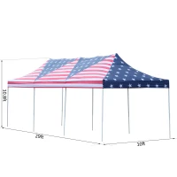 Outsunny 29' x 10' Pop Up Canopy Party Wedding Event Tent with Carrying Case - American Flag(m-8)