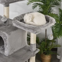 PawHut Plush Cat Tree Tower Activity Center w/ Sisal Scratching Posts Board Perch Condo(m-5)