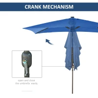 Outsunny 6.5x10ft Patio Umbrella Rectangle Solar Powered Tilt Aluminum Outdoor Market Parasol with LEDs Crank (Dark Blue)(m-5)