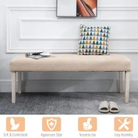 HOMCOM Modern Simplicity Household Bed End Footstool with Soft Sponge Cushion  52" W  Beige(m-4)