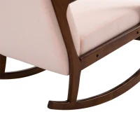 HOMCOM Upholstered Rocking Armchair with Wood Base and Linen Fabric Padded Seat for Living Room, Pink(m-13)
