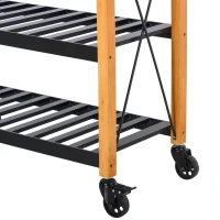 HOMCOM 46" Kitchen Island Cart Rolling Utility Cart with 2 Drawers, Open Storage Shelves & Handle Racks(m-14)