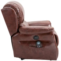 HOMCOM Vibration Massage Recliner Chair for Living Room with Heat,   Single Sofa, PU Leather Power Reclining Chair, Home Theater Seating with Footrest, Brown(m-13)