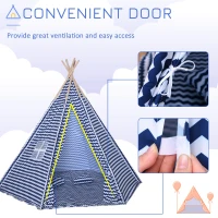 Qaba Kids Teepee Play Tent Portable Children Playhouse Toy for Boys and Girls with Mat Pillow Carry Case Indoor Outdoor Games Blue(m-7)