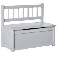 Qaba 2-in-1 Kids Wooden Toy Organizer Chest Storage Box with Seat Bench Cabinet Chunk Cube with Safety Pneumatic Rod Gray(m-1)
