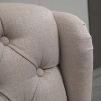 HOMCOM Button Tufted Dining Chair, French Accent Chair with Wingback, Nailhead Trim and Wood Legs, Beige(m-10)