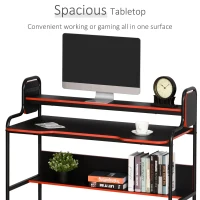 HOMCOM Gaming Writing Desk Computer Table with Raised Monitor Stand Home Office(m-5)