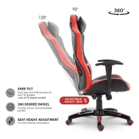 HOMCOM High Back Gaming Chair Bucket Seat with Pillow and Build-in Lumbar Racing Style Adjustable Swivel Recliner Home Red(m-5)