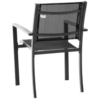 Outsunny Set of 2 Patio Dining Chair Outdoor Mesh Seat Heavy Duty Stackable Garden Bistro Chairs Yard Home Furniture Black(m-8)