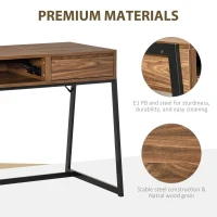 HOMCOM Compact Computer Desk Workstation for Modern Office Study Writing with Drawer Storing Box, Home Furniture, Natural(m-6)