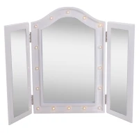 HOMCOM Lighted Tabletop Tri-Fold Vanity Mirror w/ LED Lights White(m-6)