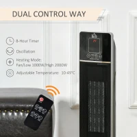 HOMCOM Compatible for HOMCOM Ceramic Tower Heater, Oscillating Space Heater with Remote Control, 8h Timer, Tip-Over and Overheat Protection for Home and Office, 750W/1500W, Black HOMCOM 820-250V81(m-6)