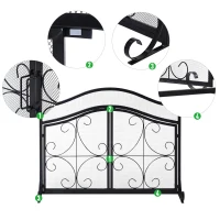 HOMCOM Fireplace Mesh Screen with Hinged Magnetic Doors and Standing Decorative Scrollwork(m-4)