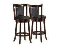Monarch 2 Piece 43" PU Leather Padded Seat Bar Height Swivel Wooden Barstool Set - Cappuccino Brown(m-1)