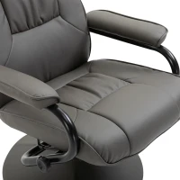 HOMCOM Adjustable Leisure Recliner Chair and Ottoman Set with Swiveling Base, Faux Leather, Grey(m-11)
