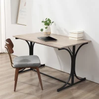 HOMCOM Folding Dining Table, Rectangular Table with Metal Frame, Space Saving for Small Kitchen, Black(m-2)