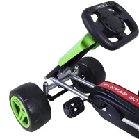 Aosom Kids Go Kart, 4 Wheeled Ride On Pedal Car, Racer for 3 years, for Boys and Girls, Outdoor - Green(m-12)