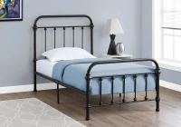 Monarch 41" Contemporary Vertical Slat Finial Metal Bed Frame - Twin Size - Black Finish(m-2)