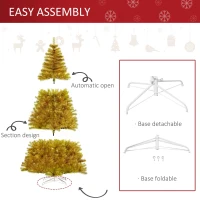 HOMCOM 7.5FT Artificial Christmas Tree Collapsible Golden Xmas Tree for Holiday Carnival Party Decorations(m-6)
