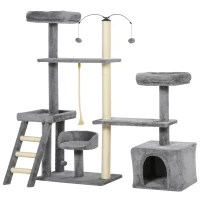 PawHut Multi-Level Plush Cat Tree Tower Activity Condo with Sisal Scratching Posts, Elevated Perch &  Inside Sleep Space(m-1)
