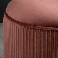HOMCOM 15'' Small Padded Ottoman Foot Stool with Wrinkle Fabric Design, Thick Sponge Padding and Solid Base, Rose Gold(m-9)