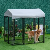 Pawhut 6' x 4' x 6' Large Outdoor Dog Kennel Galvanized Steel Fence with UV-Resistant Oxford Cloth Roof & Secure Lock(m-2)