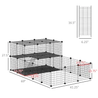 PawHut Pet Playpen with Door, Metal Mesh Cage with Mallet, Black(m-3)