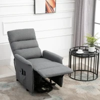 HOMCOM Power Lift Assist Recliner Chair for Elderly with Remote Control, Linen Fabric Upholstery Gray(m-9)