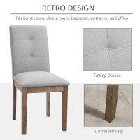 HOMCOM Linen High Back Dining Chairs Set of 2, with Armless Design and Tufted Fabric Cushion, Grey(m-6)