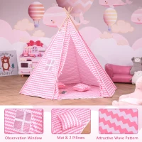 Qaba Kids Tent, Toddler Play Tent with Mat, Pillows, Observation Window and Carrying Bag, Playhouse for Indoor/Outdoor(m-7)