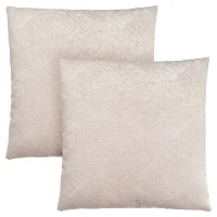 Monarch 18" x 18" Feathered Velvet Throw Pillow (Set of 2) - Light Taupe(m-1)