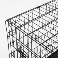 PawHut 30"x21"x22" Double Door Folding Metal Dog Crate w/ Plastic Tray(m-6)