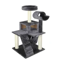 Pawhut Classic Cat Tree Cond Climber Furniture Kitty Scratching Toys House Grey(m-4)