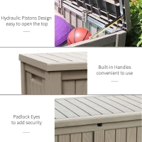 Outsunny Plastic Deck Storage Container Box Outdoor Garden Bench Patio Furniture 77 Gal with Handles, Padlock Eyes, 56" x 26" x 24"(m-5)