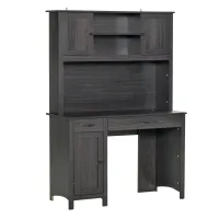 HOMCOM Computer Desk with Hutch, Home Office Workstation with Storage Shelves Drawers Cabinets, Coffee(m-1)