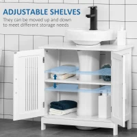 kleankin Bathroom Under Sink Cabinet Vanity Unit with Adjustable Shelf Space Saver, White(m-5)