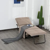 HOMCOM 4-in-1 Multi Function Folding Single Sofa Bed with Retractable Footrest, Convertible Sleeper with Adjustable Backrest For Living Room and Small Spaces, Light Coffee(m-9)