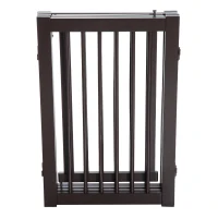 PawHut Free Standing Wooden Pet Gate Indoor Dog Barrier Foldable Step Over Doorway Fence Safety Gate with Open Door Z Shape 4 Panel(m-7)