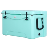 Outsunny 50 Quart Heavy Duty Ice Cooler Outdoor Insulated Cooling Box Easy Portable Cooling Bin Green(m-2)