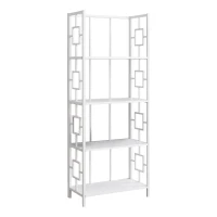 Monarch 62" H Transitional Decorative Metal 4-Tier Corner Etagere Bookcase - White / White Metal(m-1)