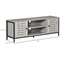 HOMCOM TV Stand for TVs up to 60", Industrial Entertainment Center Cabinet with Storage Shelves for Living Room or Bedroom, Oak(m-3)