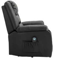 HOMCOM Vibrating Massage PU Leather Recliner Chair, Footrest with Remote Control, and 8 Massaging Points, Black(m-11)