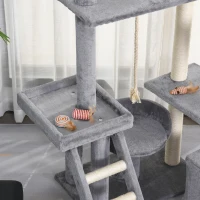 PawHut Multi-Level Plush Cat Tree Tower Activity Condo with Sisal Scratching Posts, Elevated Perch &  Inside Sleep Space(m-9)